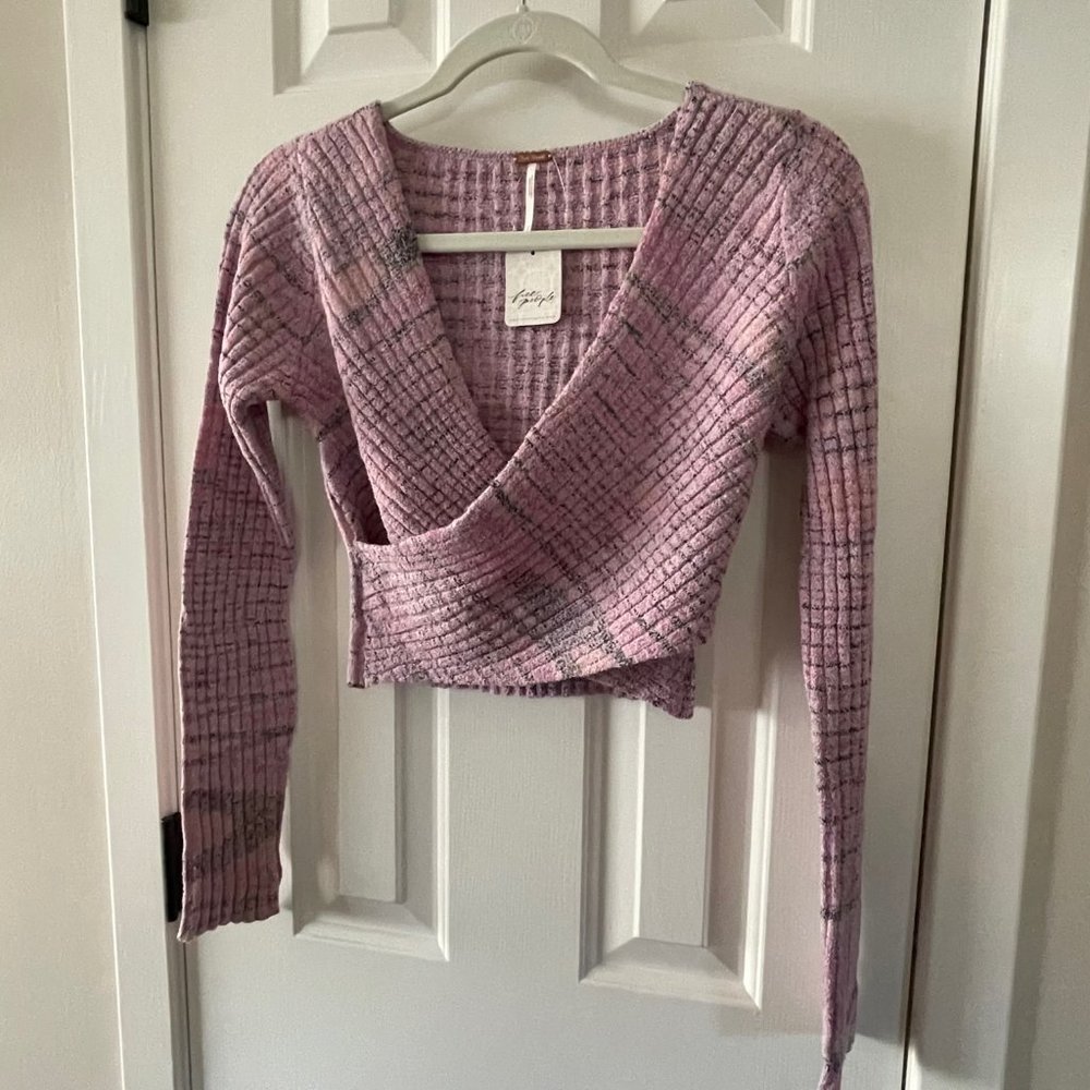 Free People Brooke Wrap Top Lilac Fog Size Small New